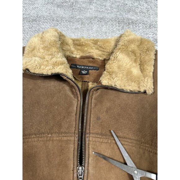 Y2K Vintage Rampage Jacket Womens Extra Large Brown Suede Shearling 90s Grunge - Picture 11 of 16